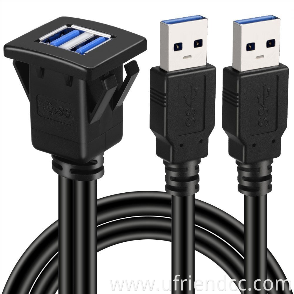 China data cable factory Dual single Square USB 3.0 Panel Flush Mount Extension Cable